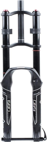 ZHUOYA Bicycle Suspension Fork 26/27.5/29 Hydraulic Double Shoulder Disc Brake Magnesium Alloy Rappelling Damping/AM/FR Travel 130mm (A Black)