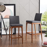 New Pacific Direct Devon PU Leather Counter stool,Walnut Brown Legs,Antique Gray,Set of 2