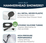 HammerHead Showers? Solid Metal LOW FLOW Handheld Shower Head with Hose and Brass Holder – OIL RUBBED BRONZE ?C Water Saving 1.75 GPM Detachable Shower Head – Adjustable Shower Wand Bracket & 6ft Hose