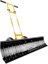 Best Choice Products 36in Galvanized Blade Heavy-Duty 2-Wheel Snow Pusher Hand Plow for Snow Removal w/Wheels, Adjustable Handle, Blade Angle – Black