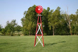 Outdoor Water Solutions 12-Foot Red and White Powder Coated Backyard Windmill