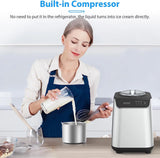 KISSAIR Upright Ice Cream Maker, Homemade Ice Cream Maker for Kids, Stainless Steel Machine with LED Display, 3 Modes for Gelato, Frozen Yogurt, Sorbet, 1.5L