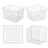 Freezer Wire Baskets, Kitchen Storage Organizer Bins for Chest and Upright Freezer, Refrigerator Dividers Containers with Handles – Pearl White (3)