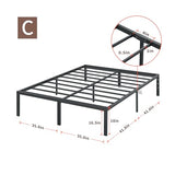 PrimaSleep 18 Inch Tall Heavy Duty Steel Slat Bed Frame/Anti-Slip Support/Easy Assembly Mattress Foundation/No Noise/No Box Spring Needed/Full/Black