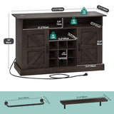 YITAHOME Buffet Cabinet, 47 Farmhouse Coffee Bar with Power Outlet, Floating Shelves, Multi-Functional Storage Sideboard Cabinet for Kitchen and Living Room (Rustic Brown)