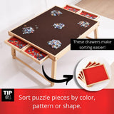 Large Wooden Puzzle Table Fits 1500 Pieces, Portable Jigsaw Puzzle Board with Four Non Slip Drawers, Adjustable and Foldable Legs, Protective Rubber Mat Cover – by AGREATLIFE