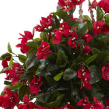 Nearly Natural Bougainvillea Hanging Basket UV Resistant (Indoor/Outdoor) Red