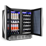 Tittla 30 Inch Wine Fridge, Dual Zone Wine and Beverage Refrigerator with 33 Bottle and 80 Can Wine Cooler Under Counter Freestanding