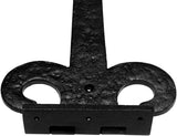 Renovators Supply Manufacturing Black Wrought Iron Door Strap Hinge 18 Long Antique Fleur De Lis Style Rust Resistant Flush Mount Door Hinges for Cabinet Or Barn Doors with Hardware Pack of 2