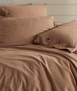 Monarch Duvet Cover Set Coffee with Milk 100% Washed Cotton Linen Super Soft Comfortable Chic Lightweight 5 Piece Set 2 Pillow Sham 2 Pillow Case 1 Quilt Cover Home Bedding Set King Size US