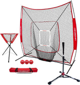 PowerNet 7×7 DLX Practice Net + Deluxe Tee + Ball Caddy + Weighted Balls + Strike Zone Bundle | Baseball Softball Training Equipment