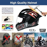 Full Face Motorcycle Helmet Crash Integrated Helmet with HD Visor Four Seasons Crash Helmet Men Women DOT Approved Ventilation System Motorcross Helmets