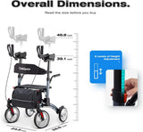 OasisSpace Upright Walker with Seat – Up Walker with Padded Armrest & Stand Up Handles, Ultra Folding Stand Up Rollator Walker for Seniors with 10?? Front Wheels