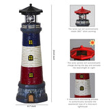 Garden Outdoor Statues, Waterproof Lighthouse Lights Lawn Decor; Automatic Rotating Solar Lights for Yard, Patio, Ground, Tabletop Decoration; Unique Housewarming Gifts – Red