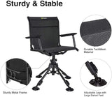 TIDEWE Hunting Chair with Seat Cover, 360 Degree Silent Swivel Blind Folding Chair, 4 Legs Adjustable Height Hunting Seats with Armrest, Portable Comfortable Stable Ground Hunting Chair