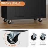 Shintenchi Kitchen Island Cart with Storage,Rolling Side Table on Wheels with Large Worktop, Cabinet,Towel Rack and Drawers for Kitchen,Dinning Room, White