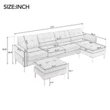 Soges U-Shaped Sectional Sofa with Ottoman, Convertible Couch for Living Room, 5 Seater Sofa, Gray, 110×54