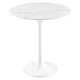 Modway Lippa 20 Round Artificial Marble Side Table in White White