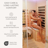 SAUNASOFA? Sauna Mat & Pillow Set ?C 2 Seater Sauna seat Cushion with Pillow ?C Heat-Resistant Sauna kit for Infrared & Finnish saunas in Grey