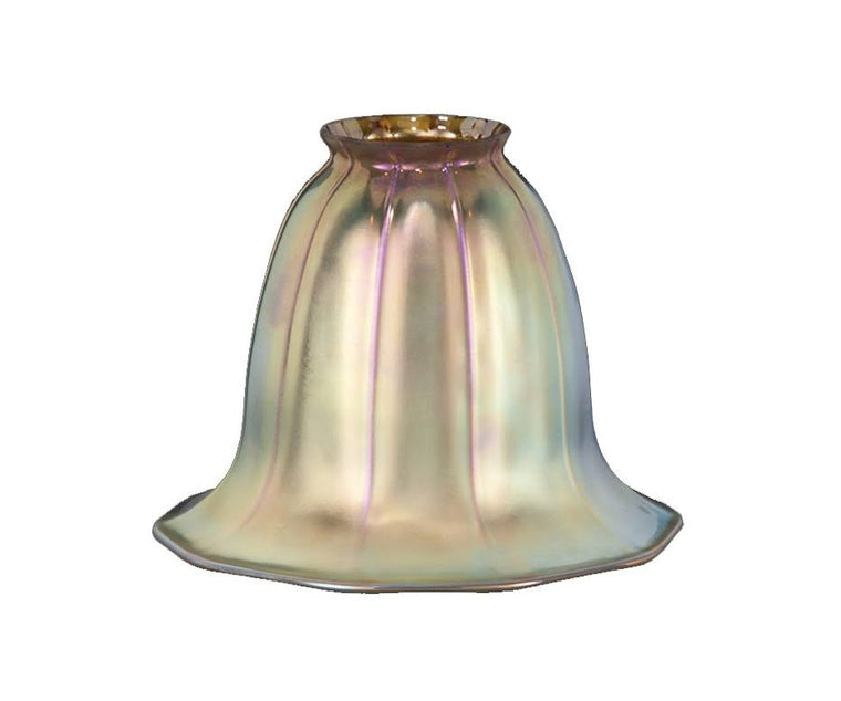 Bu0026p Lamp 2 1/4 inch Fitter, Art Glass Shade w/Gold Iridescent Finish