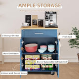 Shintenchi Kitchen Island Cart with Storage,Rolling Side Table on Wheels with Large Worktop, Cabinet,Towel Rack and Drawers for Kitchen,Dinning Room, White