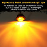 ALFU 20pcs Amber 3/4 12V Round LED Side Marker Clearance Lights Tail Light Front Rear Signal Marker Indicators Waterproof for Sealed Flush Mount Bulbs Boat Lorry Truck Pickup Bus Signal Lamp Camper