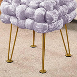 Retro Green Soft Upholstered Ottoman Entryway Bench Seat 16x16x16 Sturdy Accent Coffee Table for Living Room Make Up Vanity Fluffy Shoe Stool with Golden Legs for Bedroom C