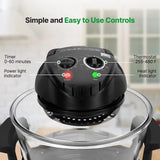 18 Quart Convection Countertop Air Fryer – See through Glass for Best Cooking Results – Air Fryer, Roaster, Bake, Grill, Steam & Roast – Includes Glass Bowl, Broil Rack & Toasting Rack