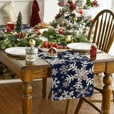 Artoid Mode Navy Blue Snowflakes Christmas Table Runner, Seasonal Winter Holiday Kitchen Dining Table Decoration for Home Party Decor 13×72 Inch