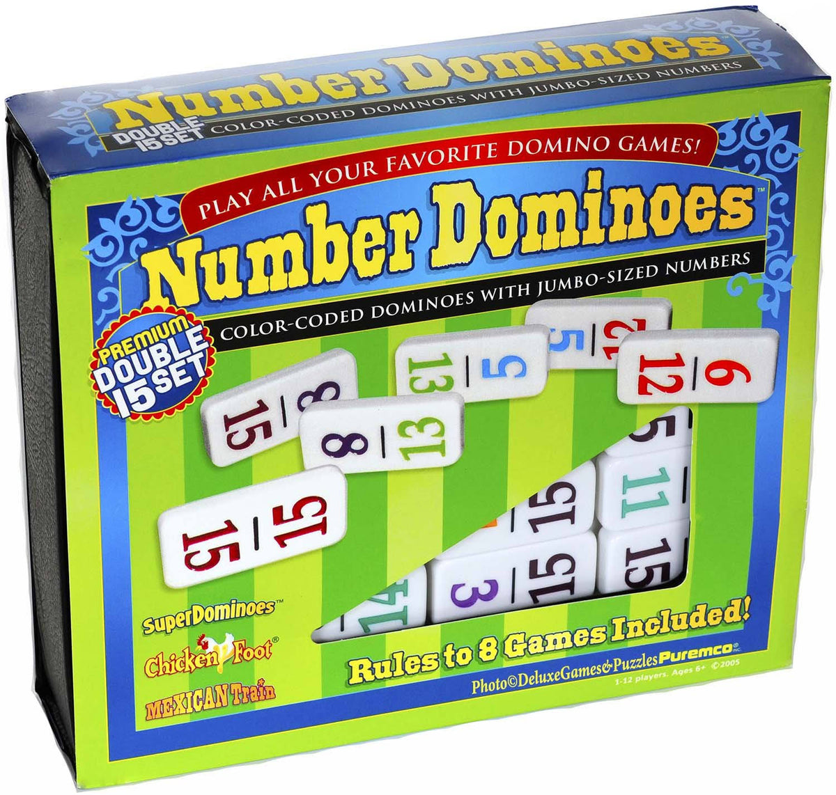 Dominoes Professional Numbered Double 15 Set with Color-Coded Numbers