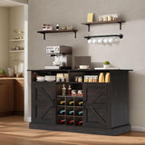 YITAHOME Buffet Cabinet, 47 Farmhouse Coffee Bar with Power Outlet, Floating Shelves, Multi-Functional Storage Sideboard Cabinet for Kitchen and Living Room (Rustic Brown)