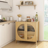 QCAI Sideboard Cabinet,Buffet Cabinet with Storage, Accent Storage Cabinet with Glass Doors, Cupboard Console Table for Living Room, Hallway, Dining Room, Entryway, 31.5X 15.7X 31.5 Inches