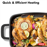 OXO Obsidian Pre-Seasoned Carbon Steel, 12 Wok Pan with Removable Silicone Handle Holder, Induction, Oven Safe, Black