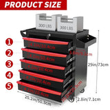 Rolling Tool Chest, Metal Tool Box with 5 Drawers, Lockable Garage Storage Cabinets Sliding Tool Drawer Cart on Wheels Toolbox Organization Workbench for Workshop Warehouse Repair Shop