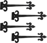 Renovators Supply Manufacturing Black Wrought Iron Door Strap Hinge 18 Long Antique Fleur De Lis Style Rust Resistant Flush Mount Door Hinges for Cabinet Or Barn Doors with Hardware Pack of 2