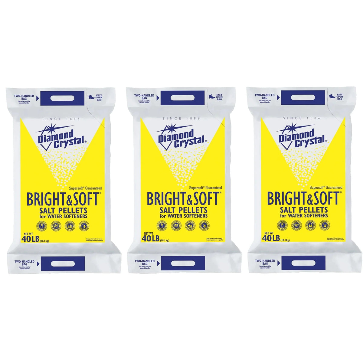 Diamond Crystal Bright & Soft Water Softener Salt Pellets, 40 lb. Bag-3-Pack