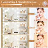 Makeup Vanity Desk with Mirror, 10 Lights, 5 Drawers, 3 Storage Shelves, 3 Color Modes & Adjustable Brightness Dressing Table, 35.4?? Desk, Black