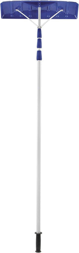 Snow Joe RJ204M 21′ Twist-n-Lock Telescoping Snow Shovel Roof Rake with 6 by 25 Poly Blade, 25 inches, Blue