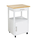 Shintenchi Kitchen Island Cart with Storage,Rolling Side Table on Wheels with Large Worktop, Cabinet,Towel Rack and Drawers for Kitchen,Dinning Room, White